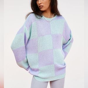 source unknown loose checker pullover